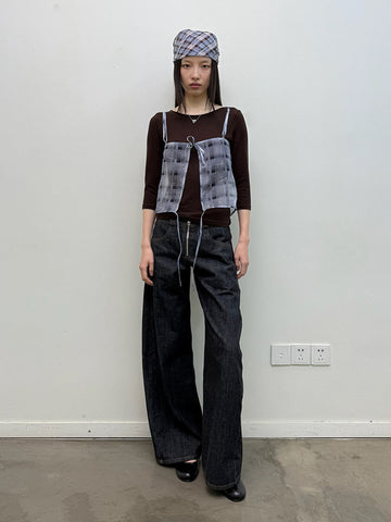 Lightweight Plaid Print Camisole with Decorative Straps