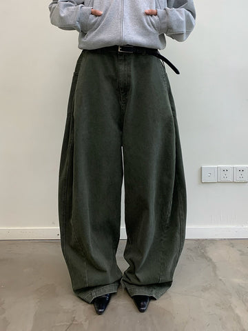Wide-leg Curved Blade Casual Pants