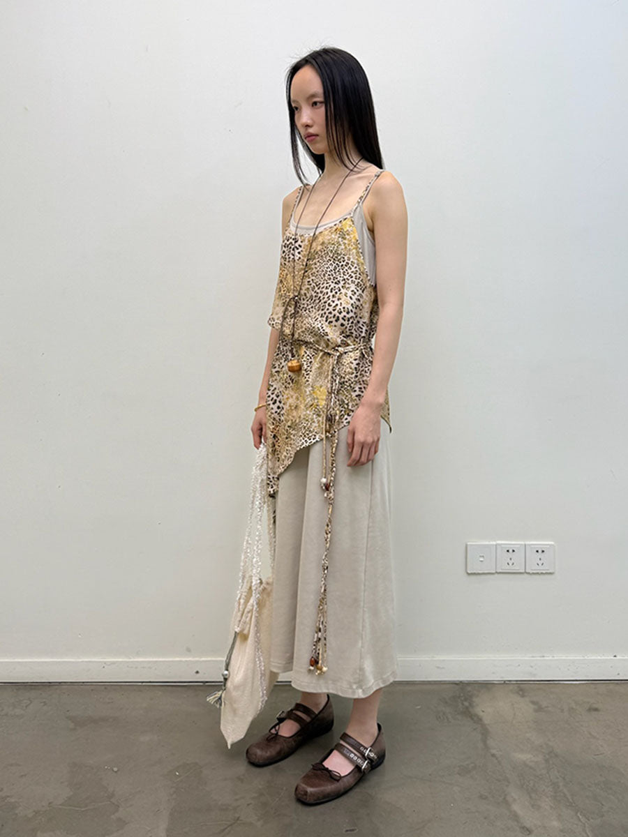 Lyocell & Acetate Blend Leopard Print Dress