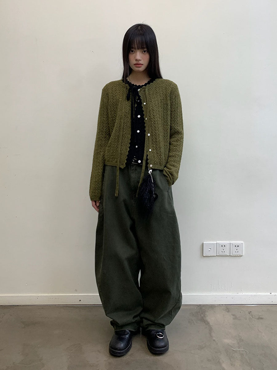Wide-leg Curved Blade Casual Pants