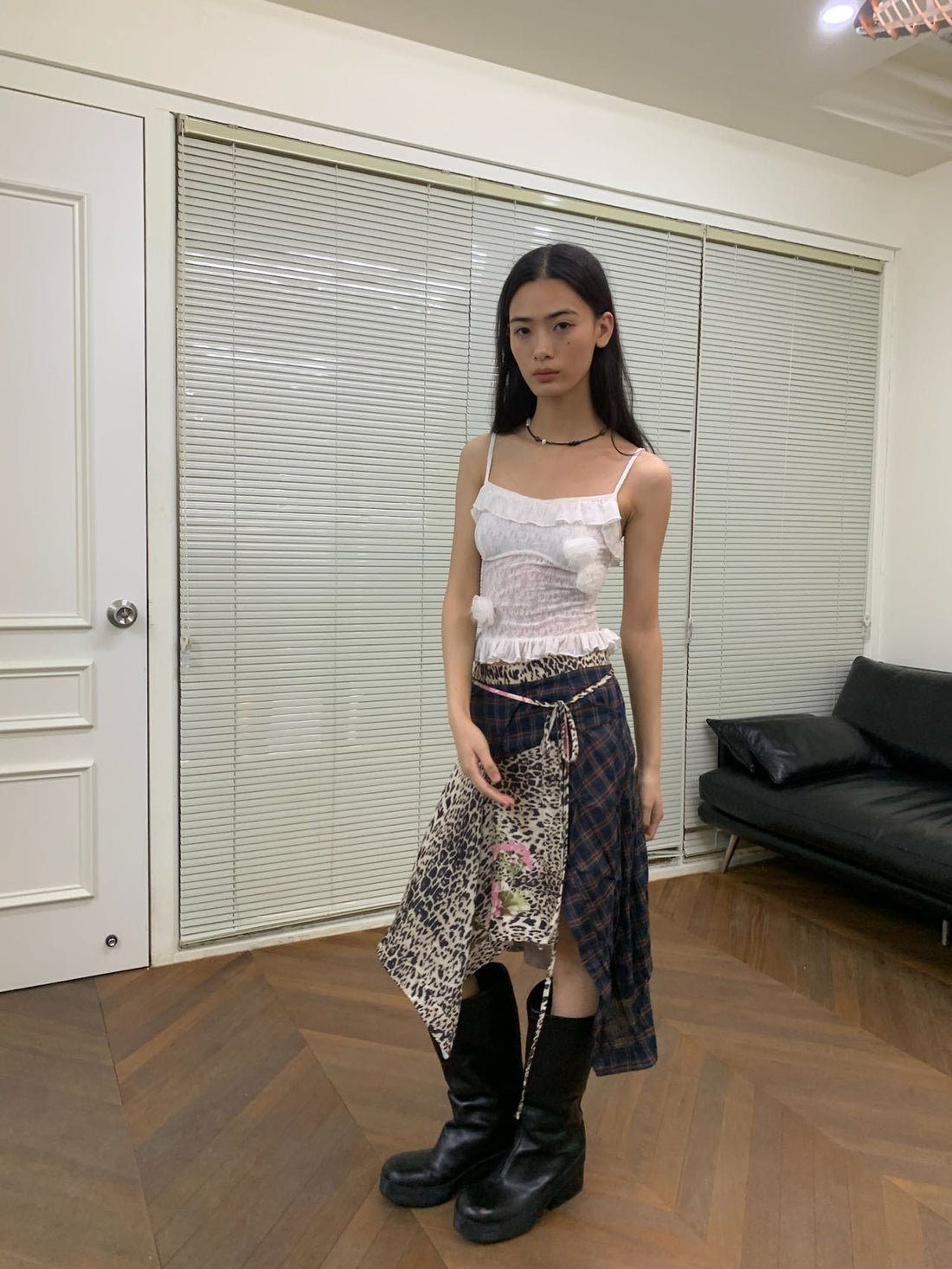 Leopard Printed Patchwork Skirt
