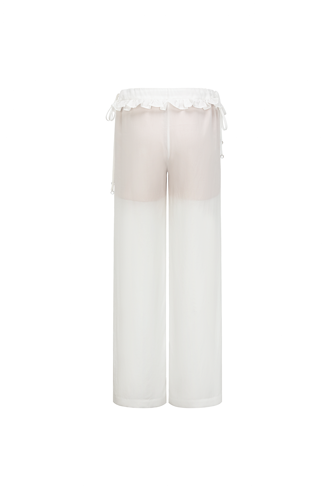 White ruffle lounge pants