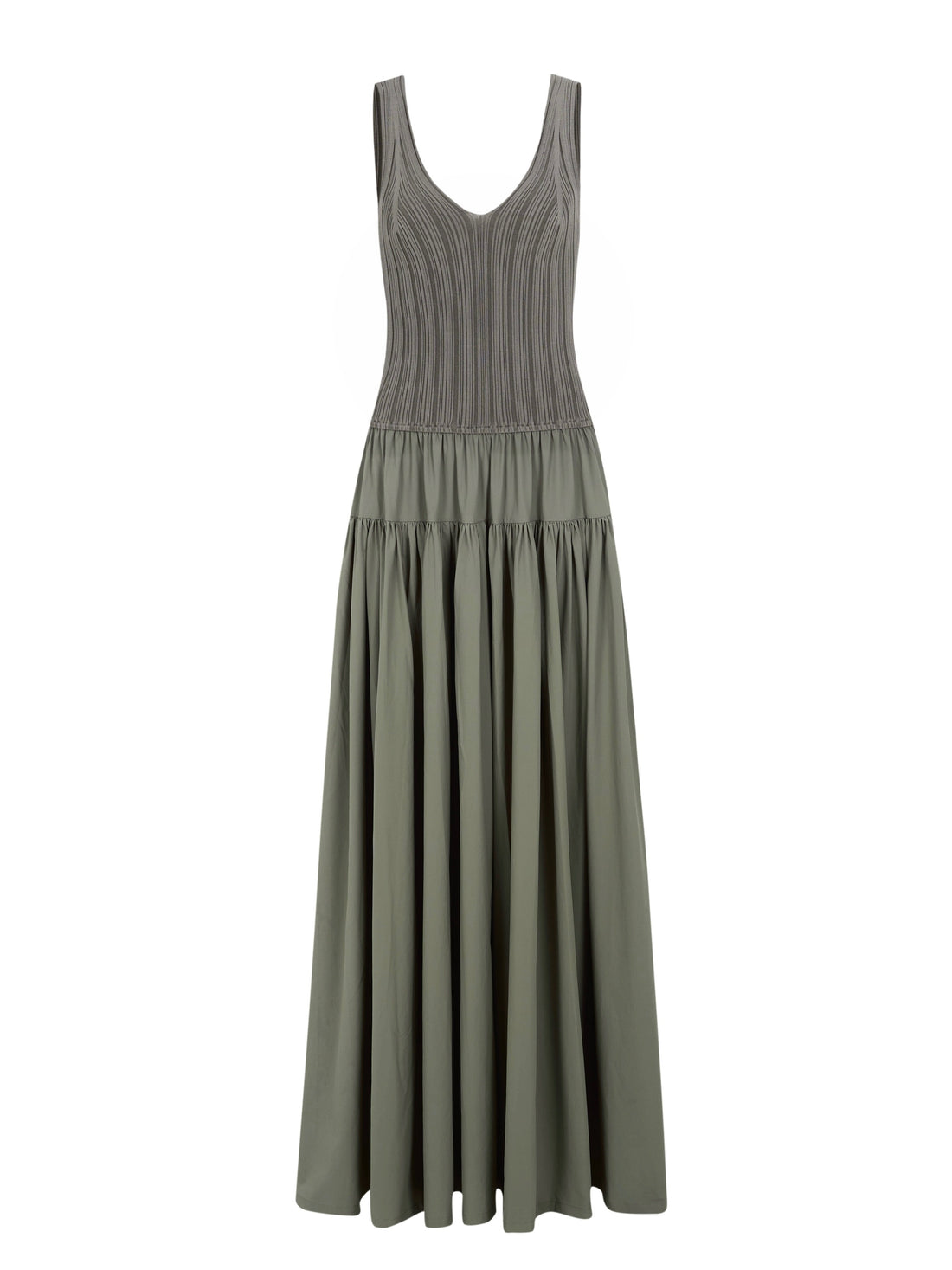 Sage Green Sculptural Textured Knit Patchwork Vacation Maxi Dress