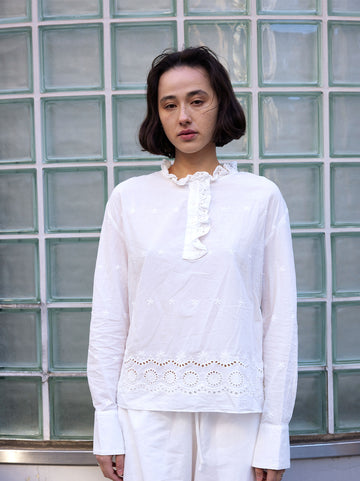 Imported fabric French placement floral print shirt